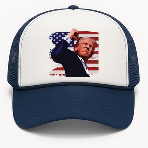 Trump Fist Pump Shot A Trump 2024 Trump For President Trucker Hat