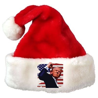 Trump Fist Pump Shot A Trump 2024 Trump For President Premium Christmas Santa Hat