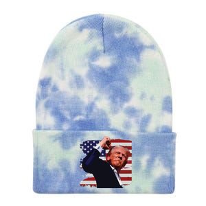 Trump Fist Pump Shot A Trump 2024 Trump For President Tie Dye 12in Knit Beanie