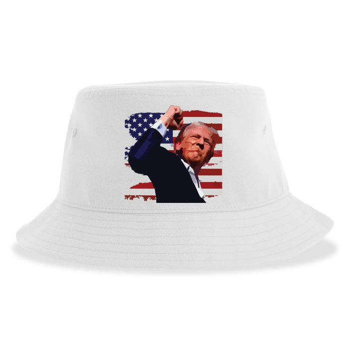 Trump Fist Pump Shot A Trump 2024 Trump For President Sustainable Bucket Hat