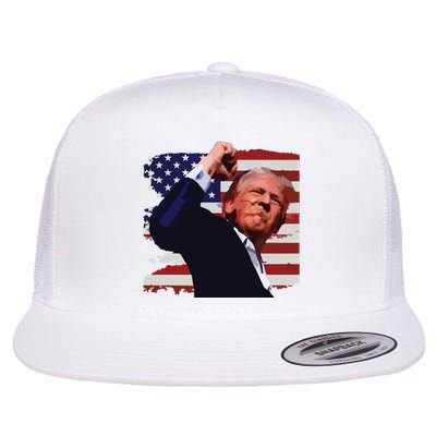 Trump Fist Pump Shot A Trump 2024 Trump For President Flat Bill Trucker Hat