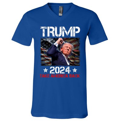 Trump Fist Pump Shot At Trump 2024 Trump Survives Rally V-Neck T-Shirt