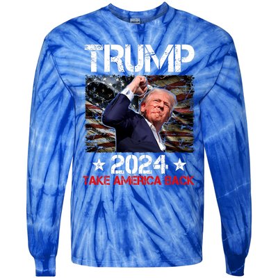 Trump Fist Pump Shot At Trump 2024 Trump Survives Rally Tie-Dye Long Sleeve Shirt