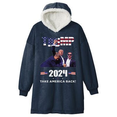 Trump Fist Pump Shot At Trump 2024 Trump Survives Rally Hooded Wearable Blanket