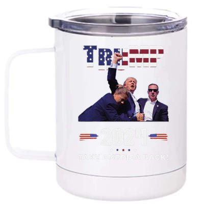 Trump Fist Pump Shot At Trump 2024 Trump Survives Rally 12 oz Stainless Steel Tumbler Cup