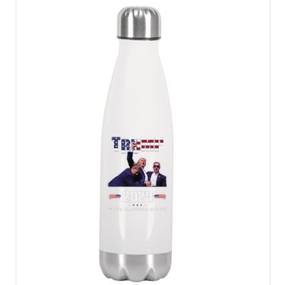 Trump Fist Pump Shot At Trump 2024 Trump Survives Rally Stainless Steel Insulated Water Bottle