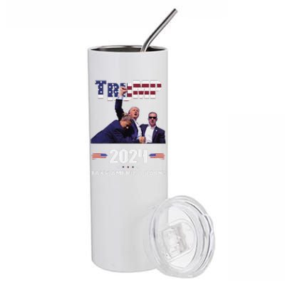 Trump Fist Pump Shot At Trump 2024 Trump Survives Rally Stainless Steel Tumbler