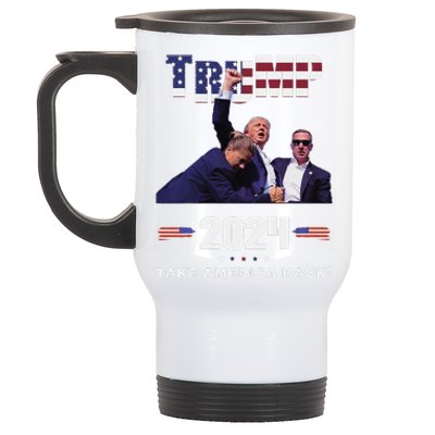 Trump Fist Pump Shot At Trump 2024 Trump Survives Rally Stainless Steel Travel Mug