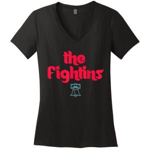 The Fightins Philly Philadelphia Baseball s Women's V-Neck T-Shirt