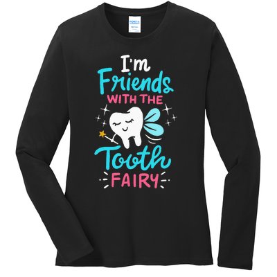 Tooth Fairy Pediatric Dentist Dental Assistant Hygienist Ladies Long Sleeve Shirt