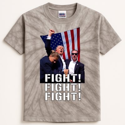 Trump Fist Pumped Fight Pray For Trump America Kids Tie-Dye T-Shirt