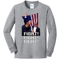 Trump Fist Pumped Fight Pray For Trump America Kids Long Sleeve Shirt