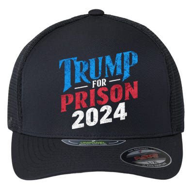 Trump For Prison 2024 Vintage Usa Flag Flexfit Unipanel Trucker Cap