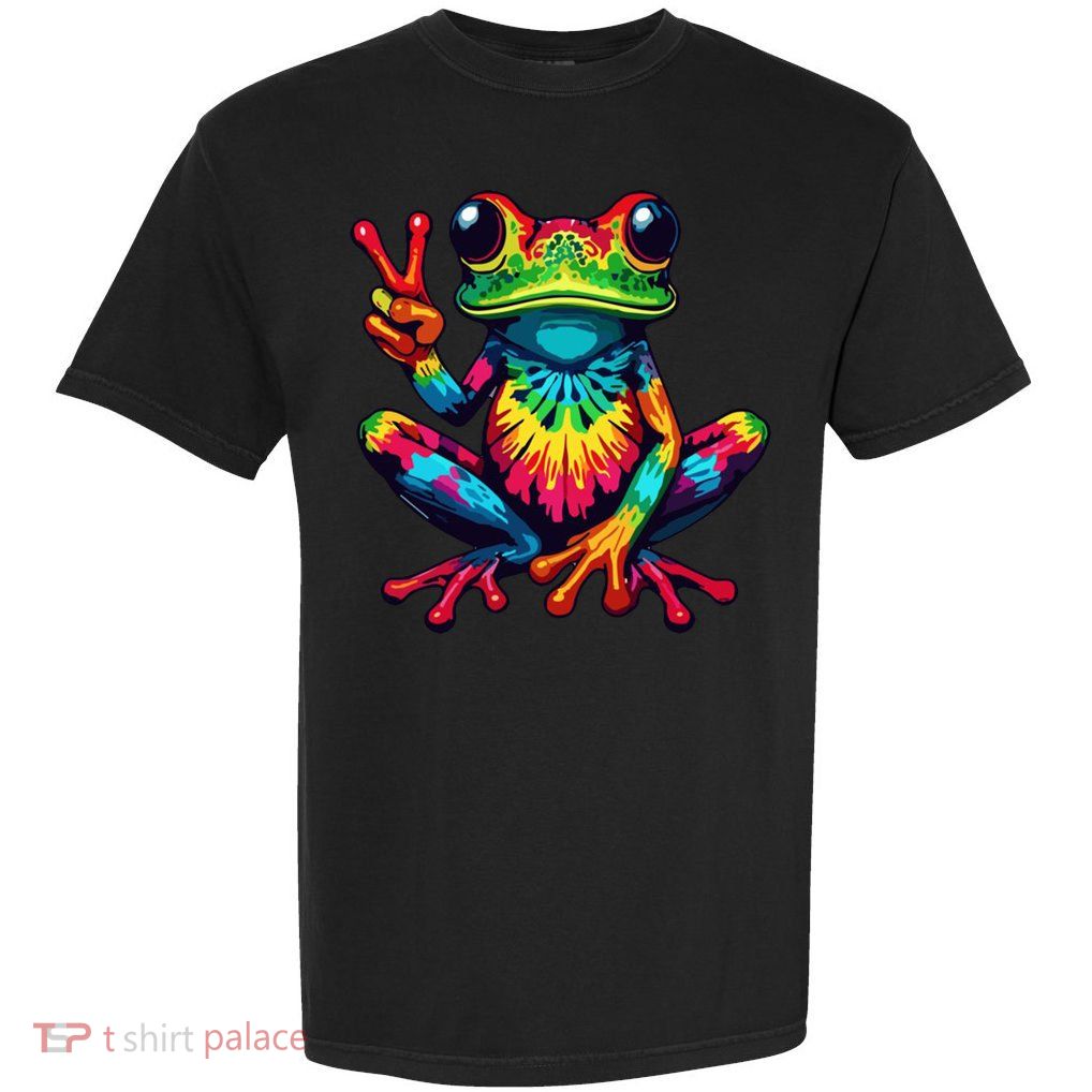 Tiedye Frog Peace Sign Hippie Garment-Dyed Heavyweight T-Shirt