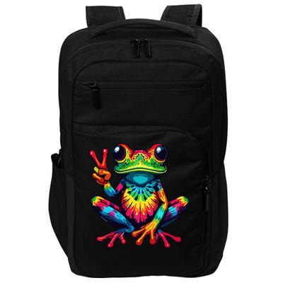 Tiedye Frog Peace Sign Hippie Impact Tech Backpack