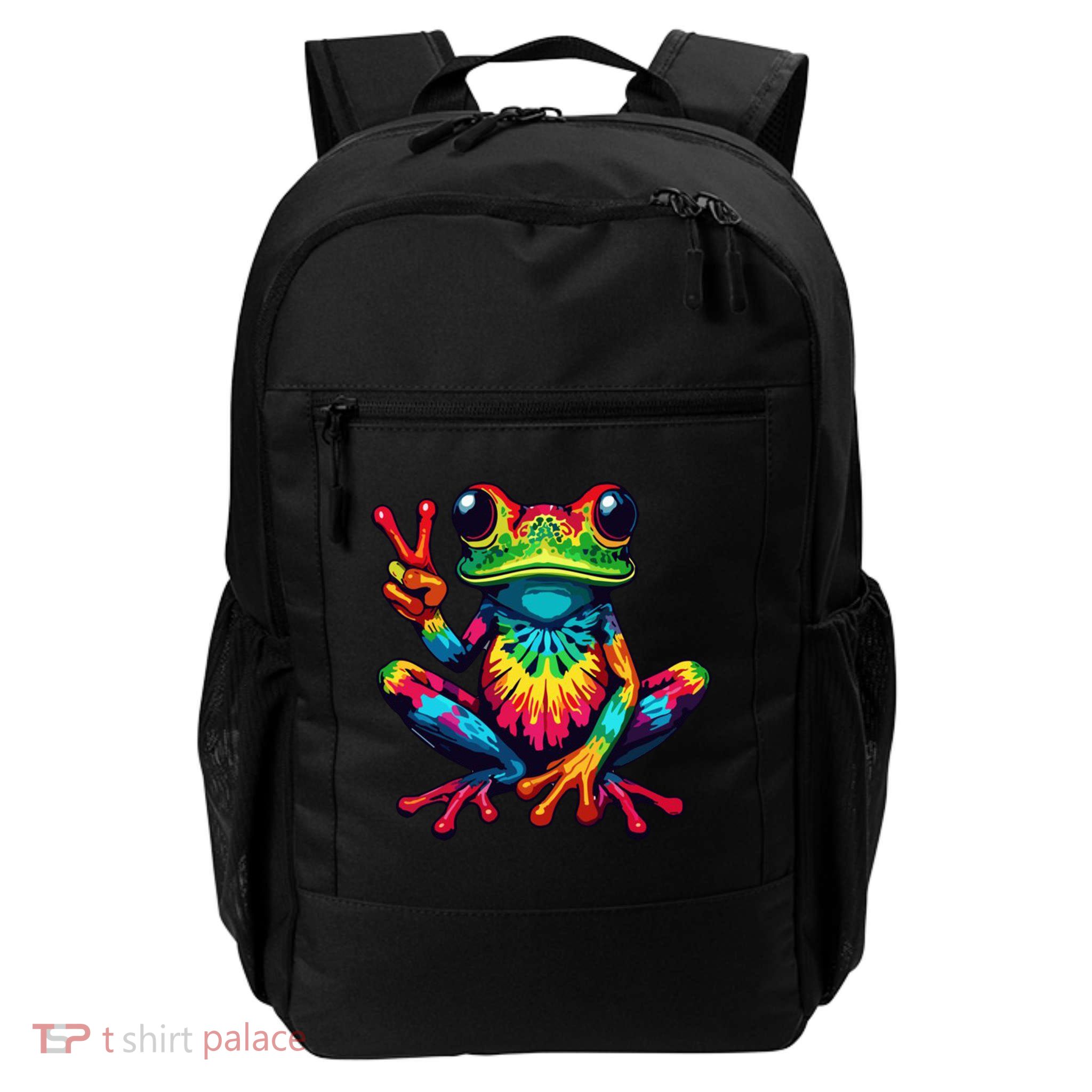 Tiedye Frog Peace Sign Hippie Daily Commute Backpack