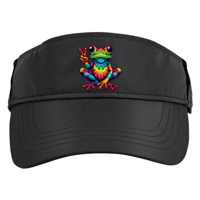 Tiedye Frog Peace Sign Hippie Adult Drive Performance Visor