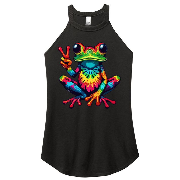 Tiedye Frog Peace Sign Hippie Women's Perfect Tri Rocker Tank