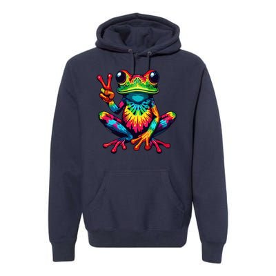 Tiedye Frog Peace Sign Hippie Premium Hoodie