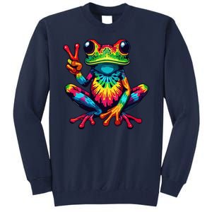 Tiedye Frog Peace Sign Hippie Tall Sweatshirt