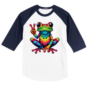 Tiedye Frog Peace Sign Hippie Baseball Sleeve Shirt