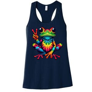 Tiedye Frog Peace Sign Hippie Women's Racerback Tank