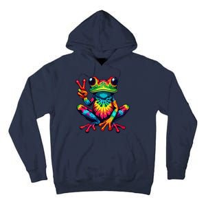 Tiedye Frog Peace Sign Hippie Tall Hoodie