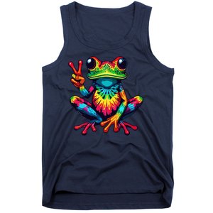 Tiedye Frog Peace Sign Hippie Tank Top