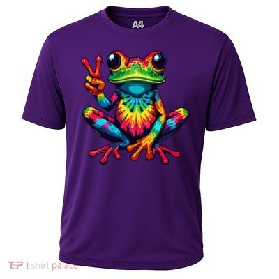 Tiedye Frog Peace Sign Hippie Performance Shirt