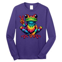 Tiedye Frog Peace Sign Hippie Long Sleeve Shirt