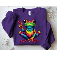Tiedye Frog Peace Sign Hippie Sweatshirt