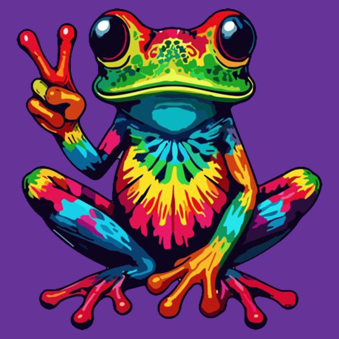 Tiedye Frog Peace Sign Hippie Sweatshirt