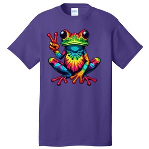 Tiedye Frog Peace Sign Hippie Tall T-Shirt