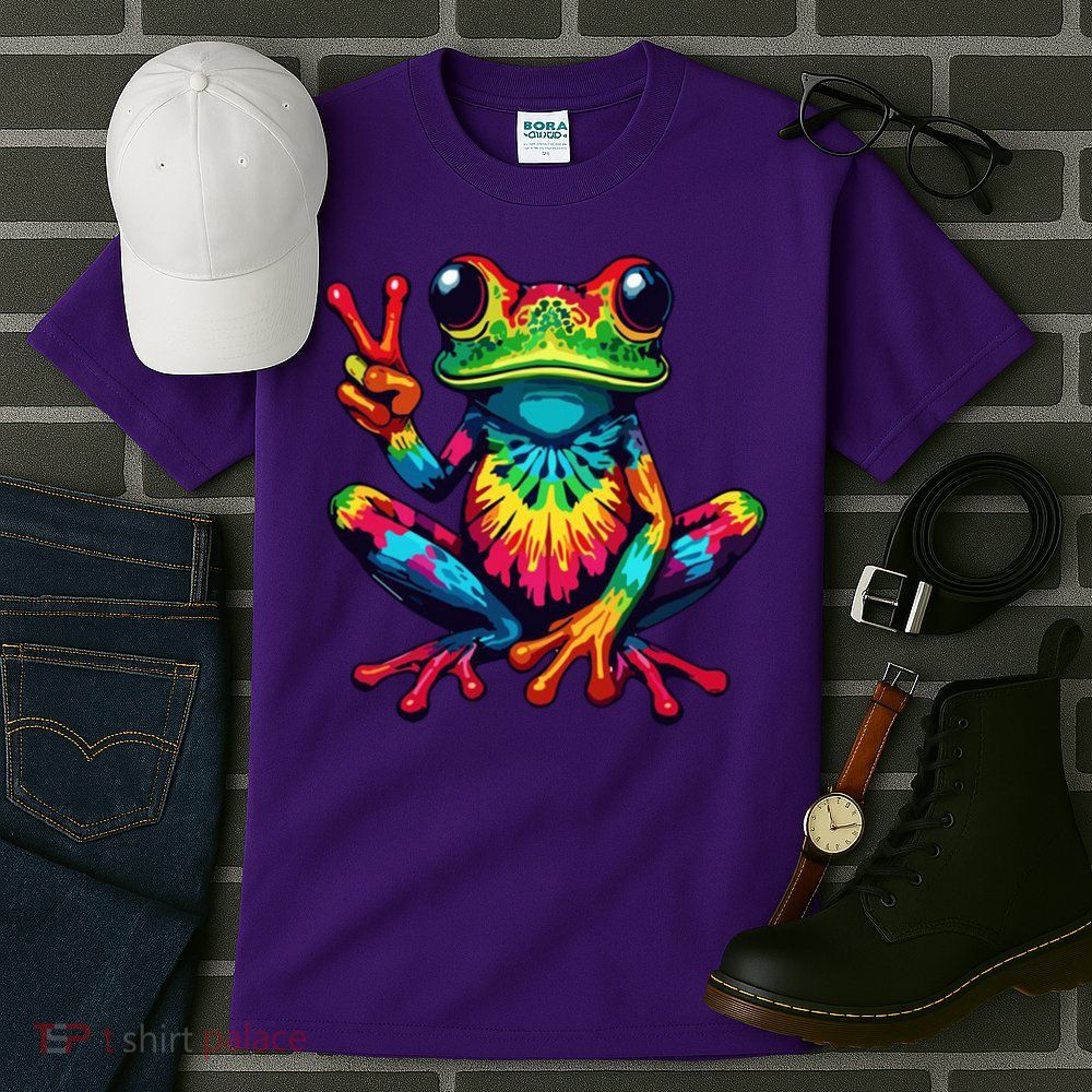 Tiedye Frog Peace Sign Hippie Tall T-Shirt