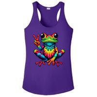 Tiedye Frog Peace Sign Hippie Ladies PosiCharge Competitor Racerback Tank