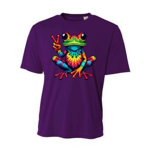 Tiedye Frog Peace Sign Hippie Performance Sprint T-Shirt