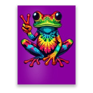 Tiedye Frog Peace Sign Hippie Poster