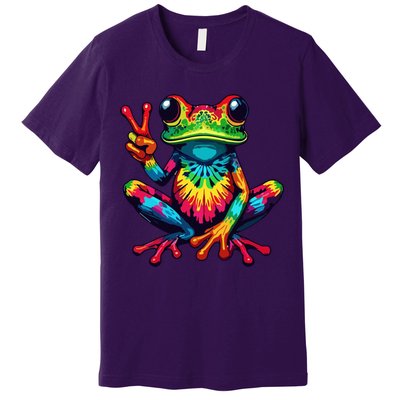 Tiedye Frog Peace Sign Hippie Premium T-Shirt