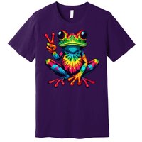 Tiedye Frog Peace Sign Hippie Premium T-Shirt