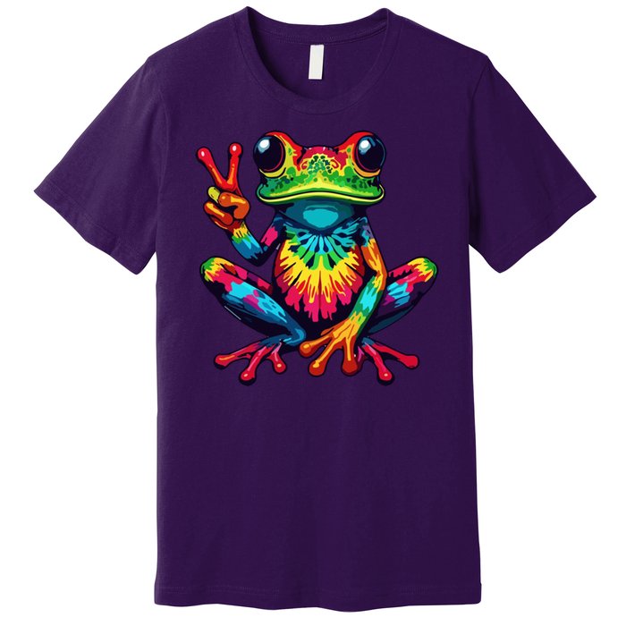 Tiedye Frog Peace Sign Hippie Premium T-Shirt