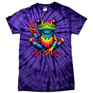 Tiedye Frog Peace Sign Hippie Tie-Dye T-Shirt