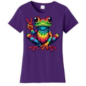 Tiedye Frog Peace Sign Hippie Women's T-Shirt