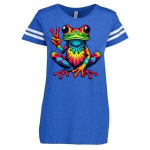 Tiedye Frog Peace Sign Hippie Enza Ladies Jersey Football T-Shirt