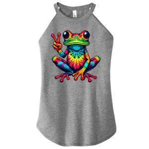 Tiedye Frog Peace Sign Hippie Women's Perfect Tri Rocker Tank