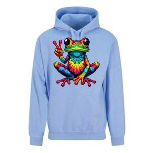 Tiedye Frog Peace Sign Hippie Unisex Surf Hoodie