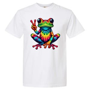 Tiedye Frog Peace Sign Hippie Garment-Dyed Heavyweight T-Shirt