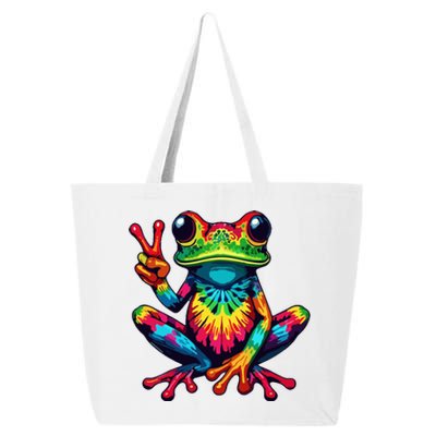 Tiedye Frog Peace Sign Hippie 25L Jumbo Tote