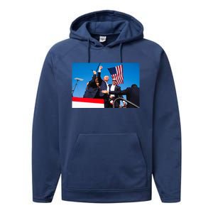 Trump Fist Pump Assassination Attempt Picture 2024 Performance Fleece Hoodie