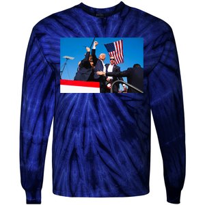 Trump Fist Pump Assassination Attempt Picture 2024 Tie-Dye Long Sleeve Shirt