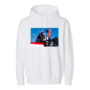 Trump Fist Pump Assassination Attempt Picture 2024 Garment-Dyed Fleece Hoodie